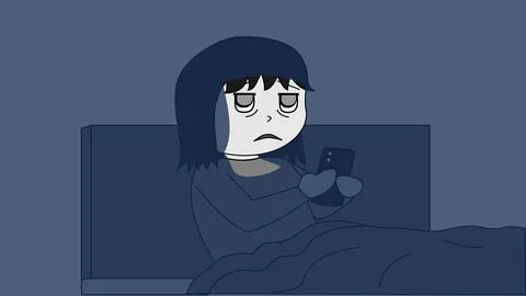 Doom scrolling female Stock Illustration