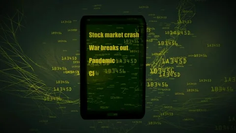 Doom scrolling on mobile cellphone network dark background Video stock 332240150