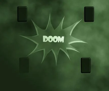 Doom scrolling on mobile cellphone network dark green smoke background Stock Illustration