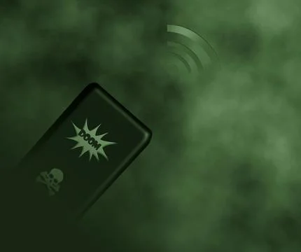 Doom scrolling on mobile cellphone network green background Illustrazione stock