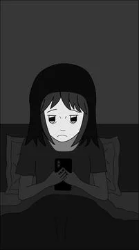 Doom Scrolling Vertical Stock Illustration