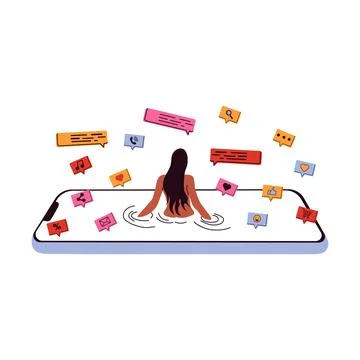 Doomscrolling at social media concept. Illustrazione stock