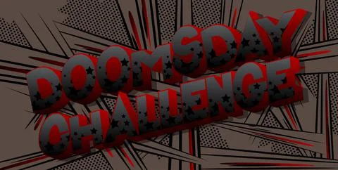 Doomsday Challenge. Comic book style text, retro comics typography, pop art v Stock-Illustration
