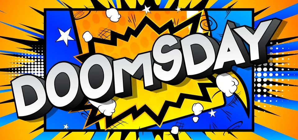 Doomsday. Comic book style text, retro comics typography, pop art vector illu Stock-Illustration