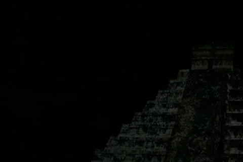 Doomsday Mayan Pyramid + Distant Thunder Clouds Looping -30p-60 secs - SD Stock Footage 7329091