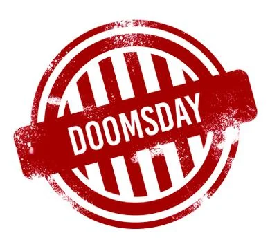 Doomsday - red grunge button, stamp Ilustração Stock