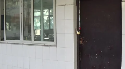 Door and window of a classroom building in a school Stock Footage 45165643
