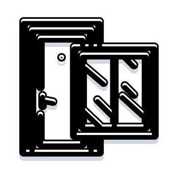 Door and window icon offering design elements Stockillustratie