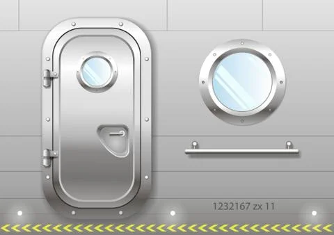 Door and window of the ship Stock Illustration
