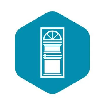 Door with an arched glass icon Illustration