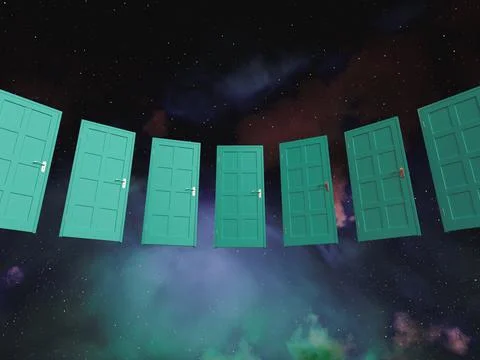 Door Array In Space Stock Illustration