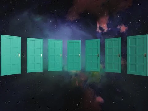 Door Array In Space Stock Illustration