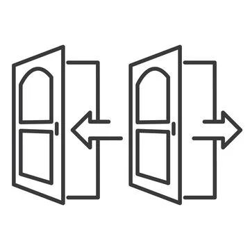 Door with arrow to enter and exit. Stock Illustration