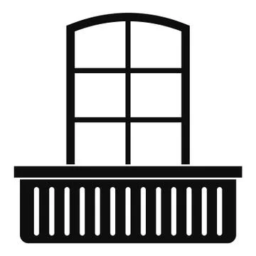 Door with balcony icon, simple style Illustration