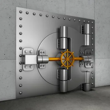 Door in  banking vault Ilustración de archivo