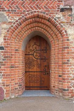 Door on brick building. Stock Photos
