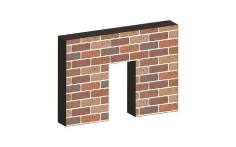 Door in brick wall in 3D Stock Illustration