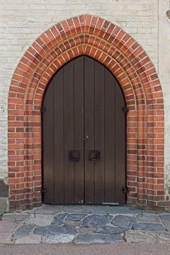 Door on brick wall. Foto stock