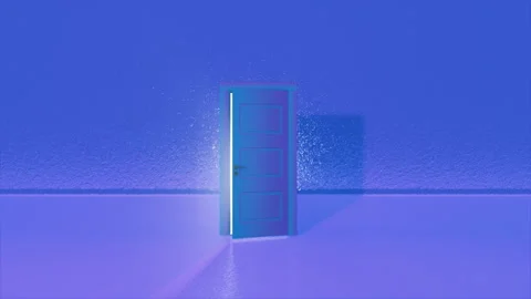 A door with a bright light is a symbol of the beginning of freedom Stock Footage 159002405