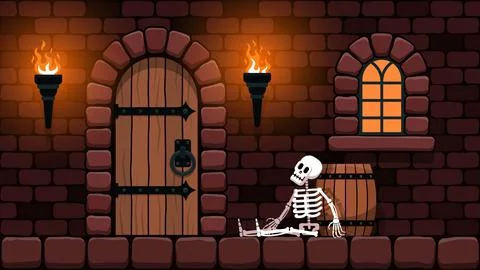 Door in the castle room Stock-Illustration