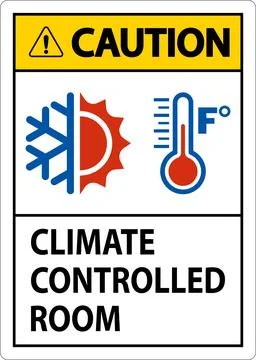 Door Caution Sign, Keep Doors Closed, Climate Controlled Room Stock Illustration