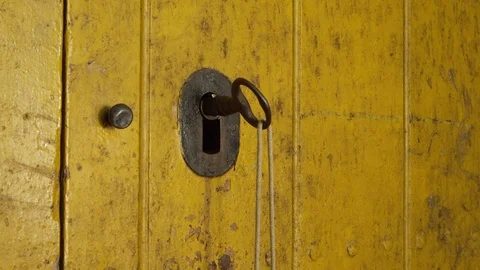 Door, Close-Up, Lockdown, 10 Seconds Or Greater, Indoors, Day, Closed, Wood, Stock Footage 94023807