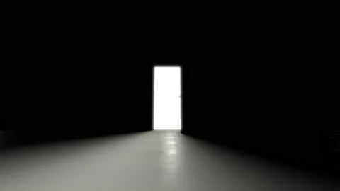 The door closes in the dark, rays of light penetrate inside. The concept of a mi Stock Footage 154880482