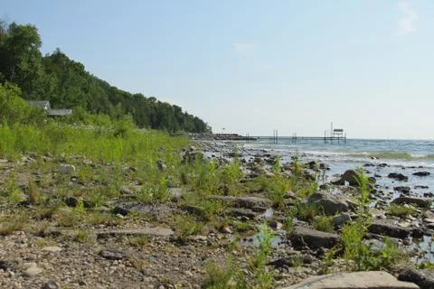 Door County Beach Dock Fotos Stock