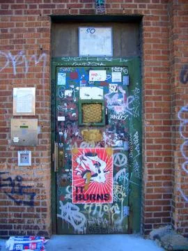 Door covered with graffiti Stock-Fotos