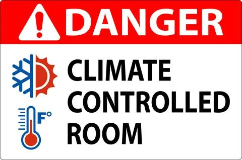 Door Danger Sign, Keep Doors Closed, Climate Controlled Room Stock Illustration