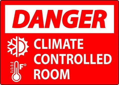 Door Danger Sign, Keep Doors Closed, Climate Controlled Room Stock Illustration
