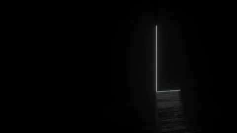 Door in a dark room opens and fills the space with bright white light in 4K reso 스톡 동영상 127354080