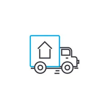 Door to door delivery vector thin line stroke icon. Door to door delivery Stock Illustration