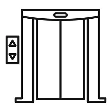 Door elevator icon, outline style Stock Illustration