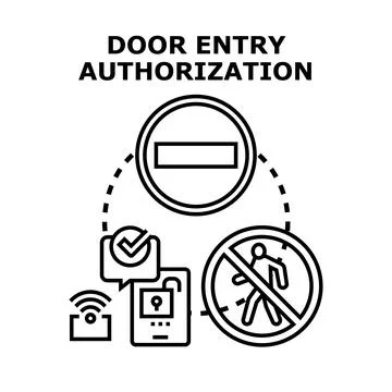 Door entry authorization system access control concept Stock Illustration