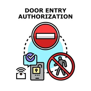 Door entry authorization system access control concept Stock Illustration