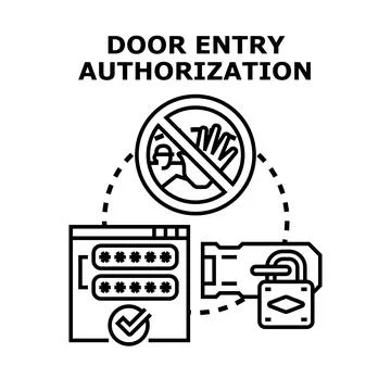 Door entry authorization system and access control concept Stock Illustration