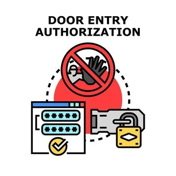 Door entry authorization system and access control concept Stock Illustration