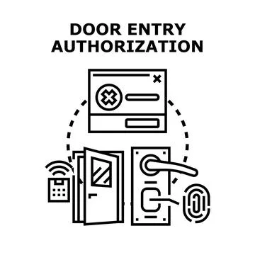 Door entry authorization system denying access successfully Stock Illustration