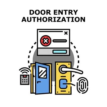 Door entry authorization system denying access successfully Stock Illustration