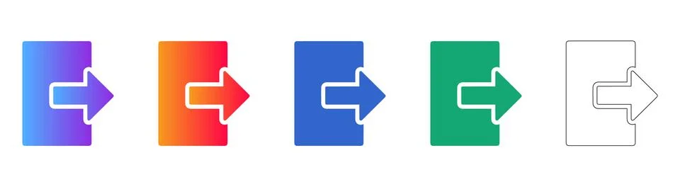 Door Exit Arrow Icon Set Illustrazione stock