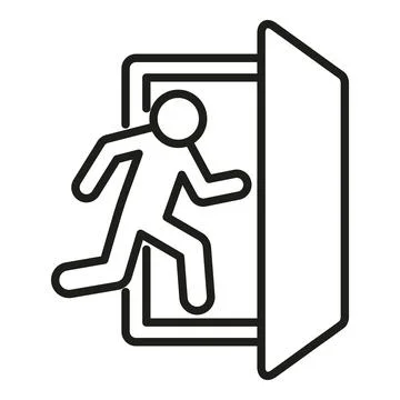 Door exit run icon outline vector. Person leaving Ilustración de archivo