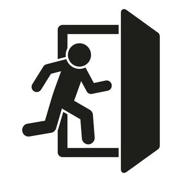 Door exit run icon simple vector. Person leaving Ilustración de archivo