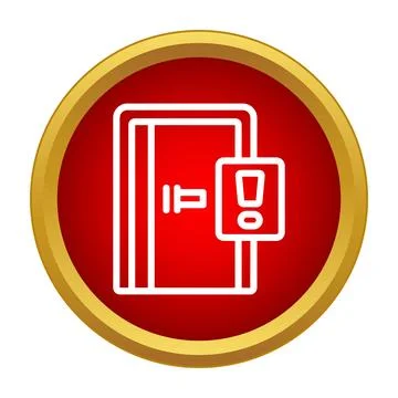 Door exit warning sign with attention symbol Stock Illustration
