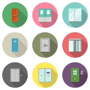 Door flat icons Stock Illustration