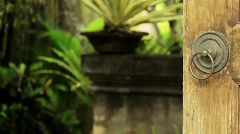 Door in the garden Stock Footage 23914489