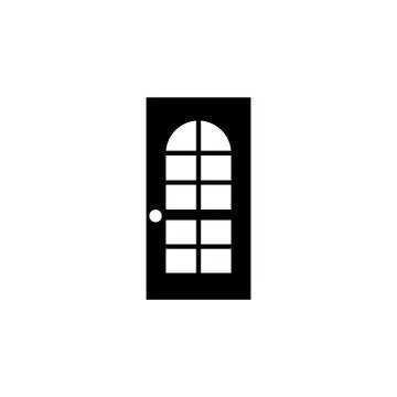 Door with Glass Flat Vector Icon Stock Illustration