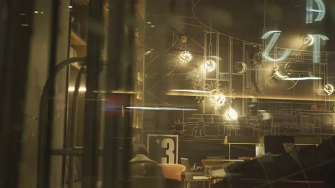 Door glass  reflection night light Stock Footage 151156077