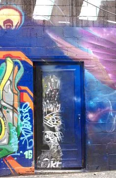 Door with Graffiti Stock Photos