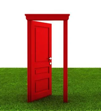 Door on a grass Stock Illustration